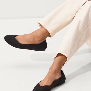 New Rothy’s The Flat Solid Black Round Shoes 10.5